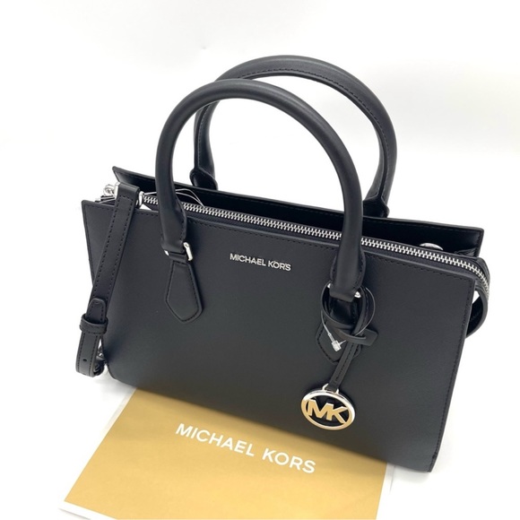 Michael Kors Sheila Medium Center Zip Satchel Bag Black - Picture 9 of 11